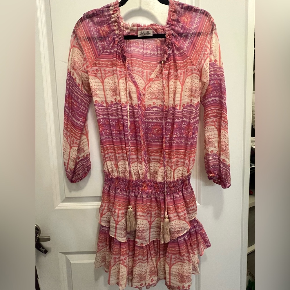 LoveShackFancy Pink and Purple Boho dress